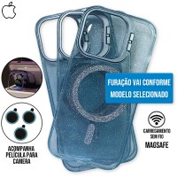 Capa iPhone 16 Pro Max - Stand Glitter Magsafe Sierra Blue